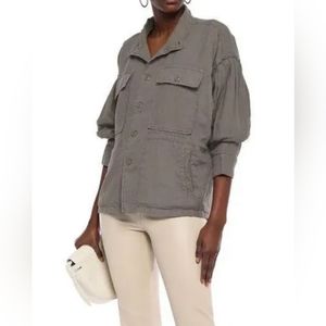 Joie Kendora Oversized Khaki Linen jacket Button Down Size XS women's